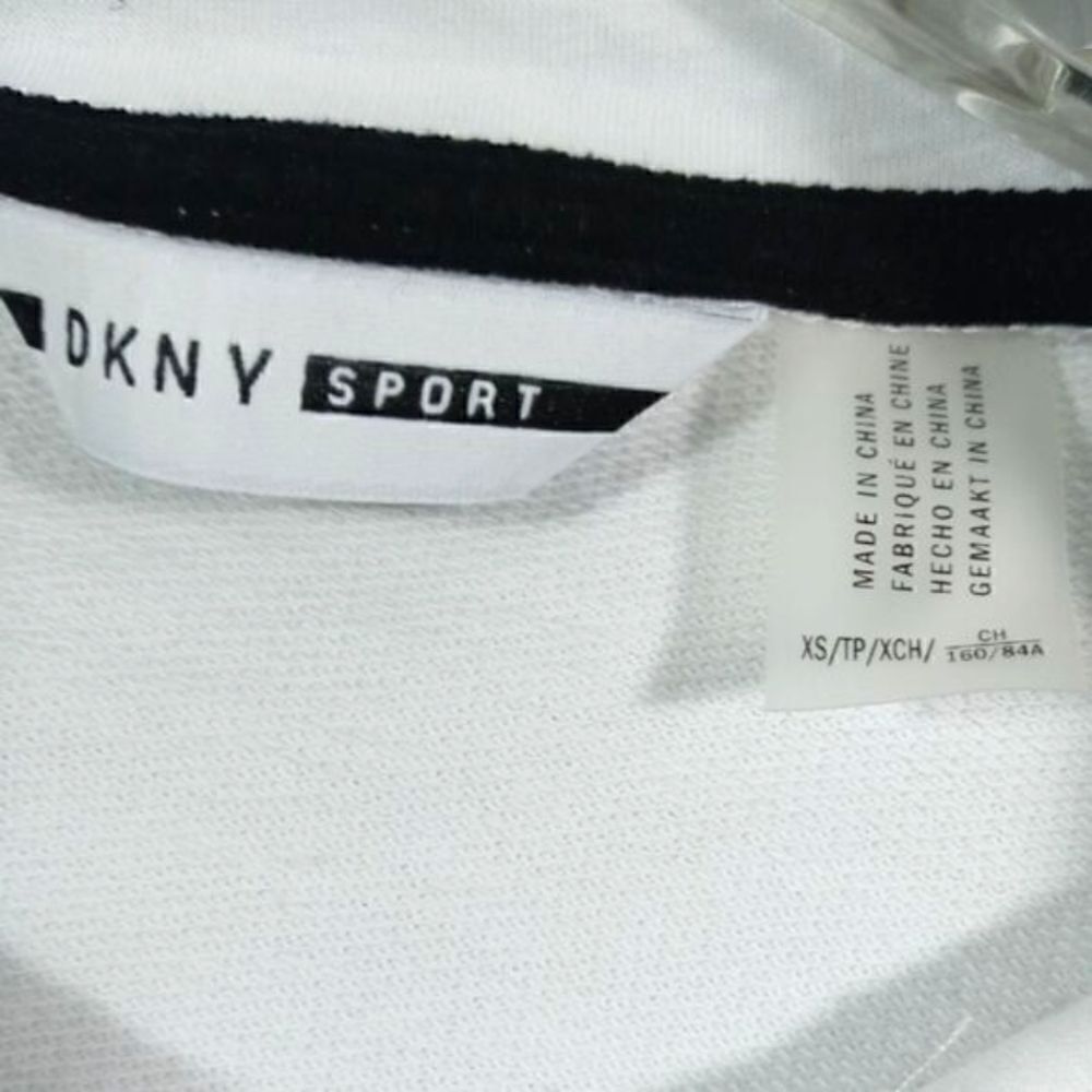 DKNY Womens Cotton Logo Graphic White Long Sleeve Hoodie -C - Picture 5 of 6